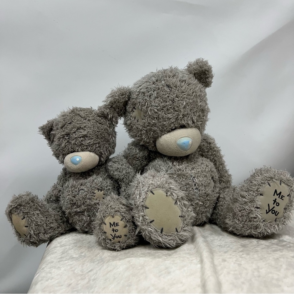 Me to You Gray Stuffed tatty Teddy Bear plush set of two blue nose toys